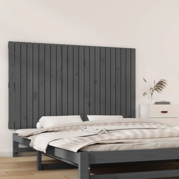 vidaXL Wand-Kopfteil Grau 147x3x90 cm Massivholz Kiefer