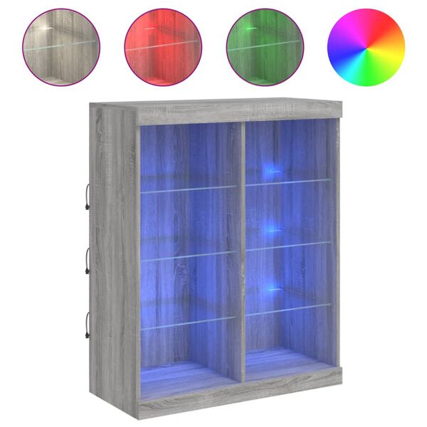 vidaXL Sideboard mit LED-Leuchten Grau Sonoma 81x37x100 cm