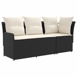 vidaXL Gartenarmsessel mit Ecksofa 2 St&uuml;ck Schwarz und Creme PE-Rattan