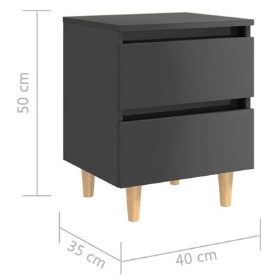 vidaXL Nachttisch mit Kiefernholz-Beinen Hochglanz-Grau 40x35x50 cm