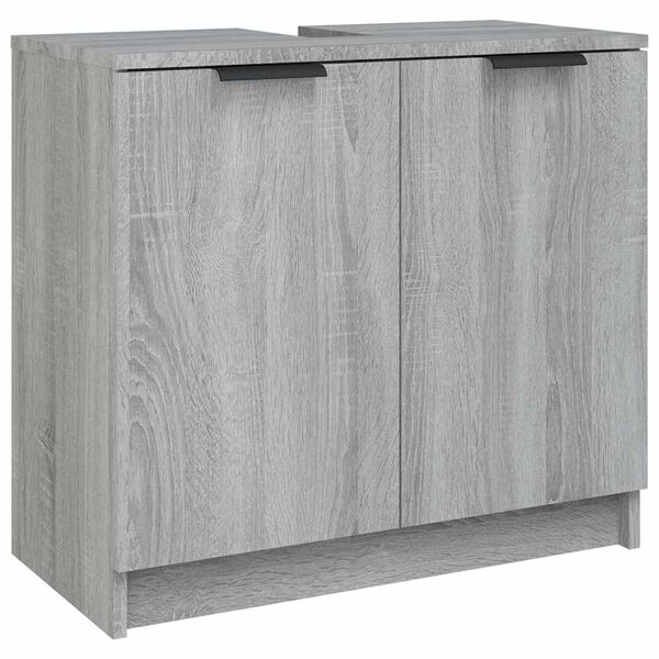vidaXL Badschrank Grau Sonoma 64,5x33,5x59 cm Holzwerkstoff
