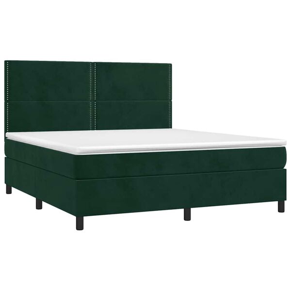 vidaXL Boxspringbett mit Matratze Dunkelgr&uuml;n 180x200 cm Samt