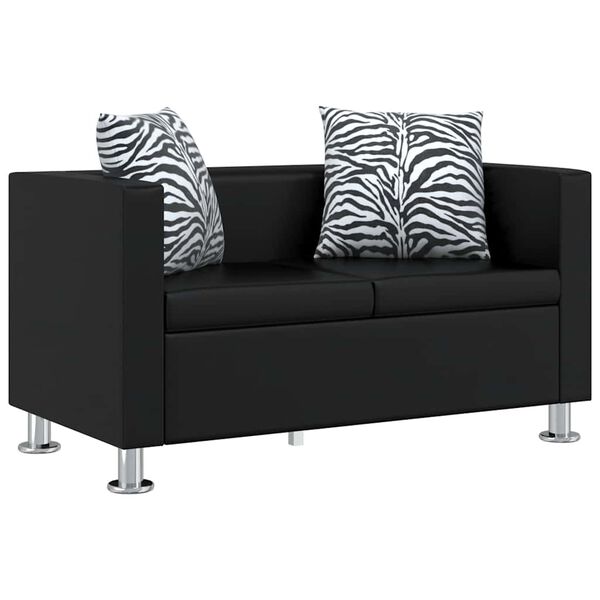 vidaXL 2-Sitzer-Sofa Kunstleder Schwarz