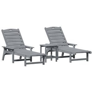 vidaXL Sonnenliege 3 stk. Polyethylen Hellgrau