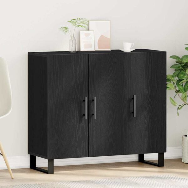 vidaXL Sideboard Schwarz Eichen-Optik 90 x 34 x 80 cm Holzwerkstoff