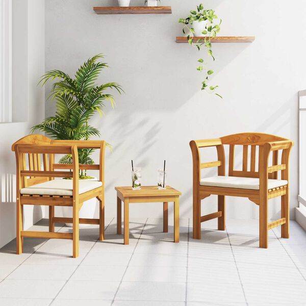 vidaXL Gartenrosen-Lounge-Set mit Kissen 3 pcs Massivholz Akazie