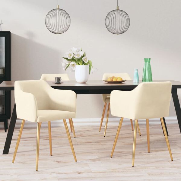 vidaXL Esszimmerst&uuml;hle 4 Stk. Creme Samt