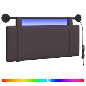 vidaXL H&auml;ngendes Kopfteil Mit LED Licht Dunkelbraun Stoff