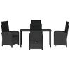 vidaXL Garten Essgruppe mit Kissen 5 pcs Schwarz Poly-Rattan