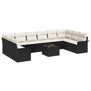 vidaXL Gartensofa-set mit Kissen 11 pcs Schwarz Poly-Rattan