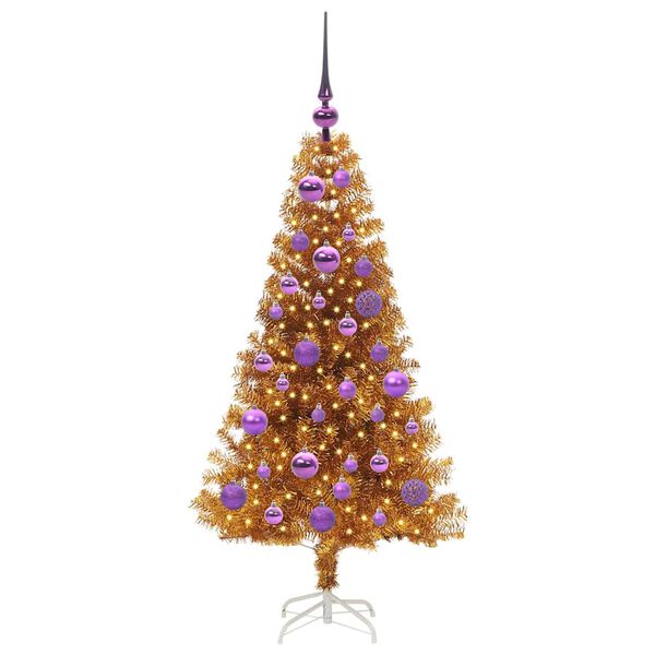 vidaXL Weihnachtsbaum mit 150 LEDs mit St&auml;nder Gold 120 cm PET