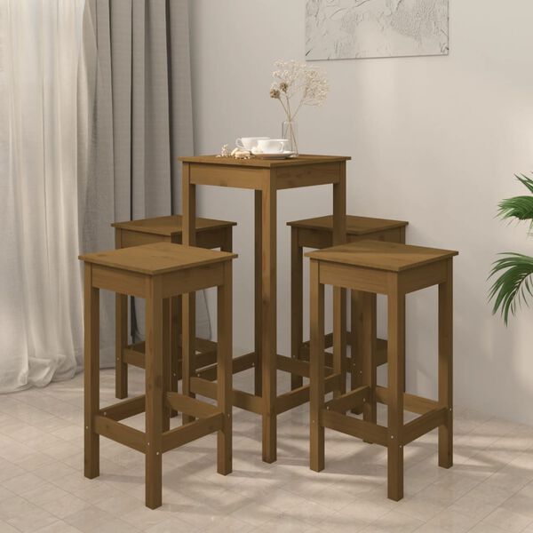 vidaXL 5-tlg. Bar-Set Honigbraun Massivholz Kiefer