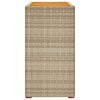 vidaXL Garten-Beistelltisch mit Holzplatte Beige Poly Rattan