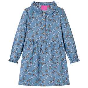 Kinderkleid mit Langen &Auml;rmeln Petrolblau 104