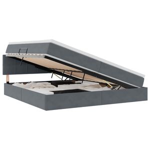 vidaXL Bett mit Stauraum und LED mit LED Dunkelgrau 200 x 200 cm Samt