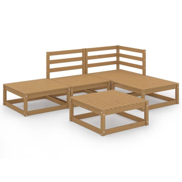 vidaXL 5-tlg. Garten-Lounge-Set Honigbraun Massivholz Kiefer
