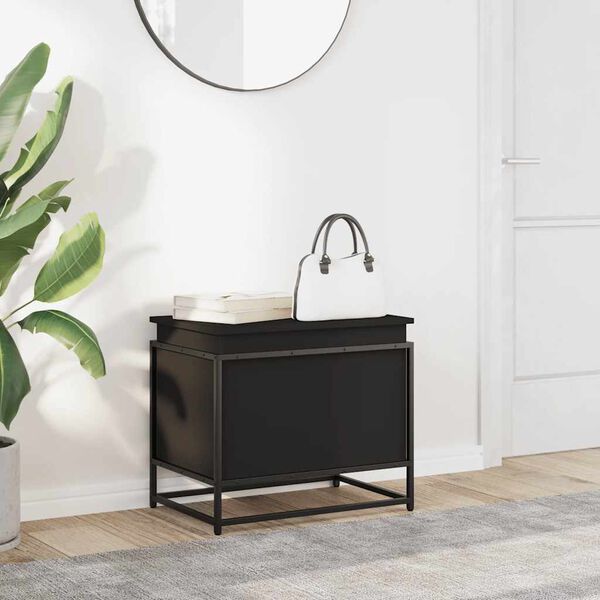 vidaXL Aufbewahrungsbox mit Deckel Schwarz 60x40x51,5 cm Holzwerkstoff