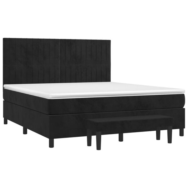 vidaXL Boxspringbett mit Matratze Schwarz 180x200 cm Samt