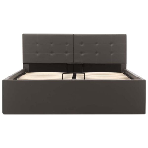 vidaXL Stauraumbett Hydraulisch Grau Kunstleder 120&times;200 cm