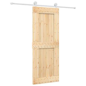 vidaXL Schiebet&uuml;r Nat&uuml;rlich und Wei&szlig; 80 x 210 cm Massivkiefer