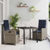 vidaXL Garten Essgruppe mit Kissen 3 pcs Grau Poly-Rattan