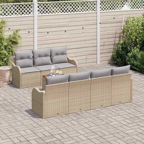 vidaXL Gartensofa-set 8 pcs Beige und Hellgrau Poly-Rattan