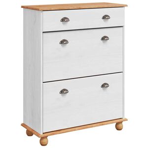 vidaXL Schuhschrank ASKIM Wei&szlig; 85 x 35 x 108 cm Massives Kiefernholz