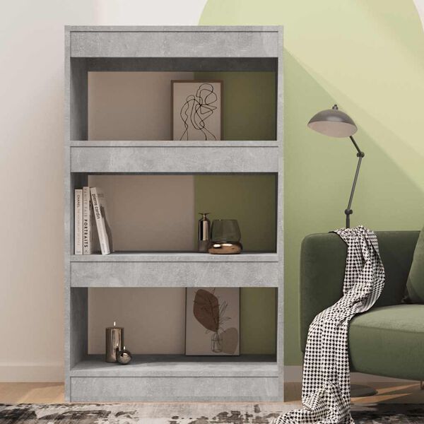 vidaXL B&uuml;cherregal/Raumteiler Betongrau 60x30x103 cm Holzwerkstoff