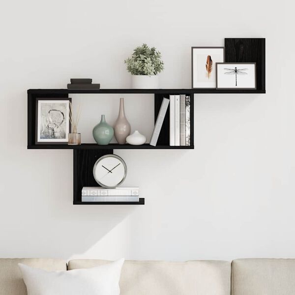 vidaXL Wandregal Schwarz Eichen-Optik 100x15x70 cm Holzwerkstoff