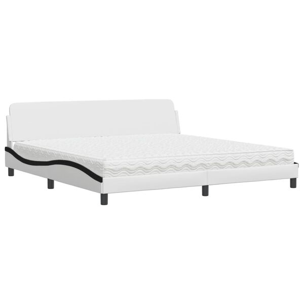 vidaXL Bett mit Matratze "Dover" Wei&szlig; und Schwarz 200x200 cm Kunstleder