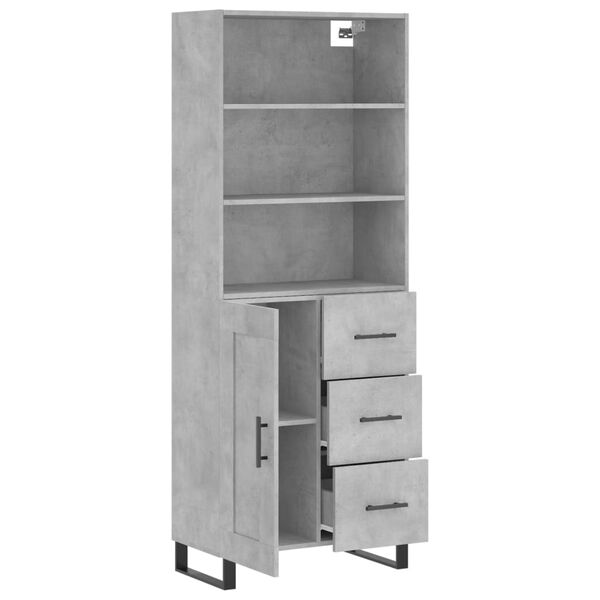 vidaXL Highboard Betongrau 69,5x34x180 cm Holzwerkstoff
