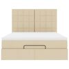 vidaXL Ottoman-Bett mit Matratze & LEDs Creme 140x190 cm Stoff