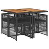 vidaXL 5-tlg. Garten-Essgruppe mit Kissen Schwarz Poly Rattan