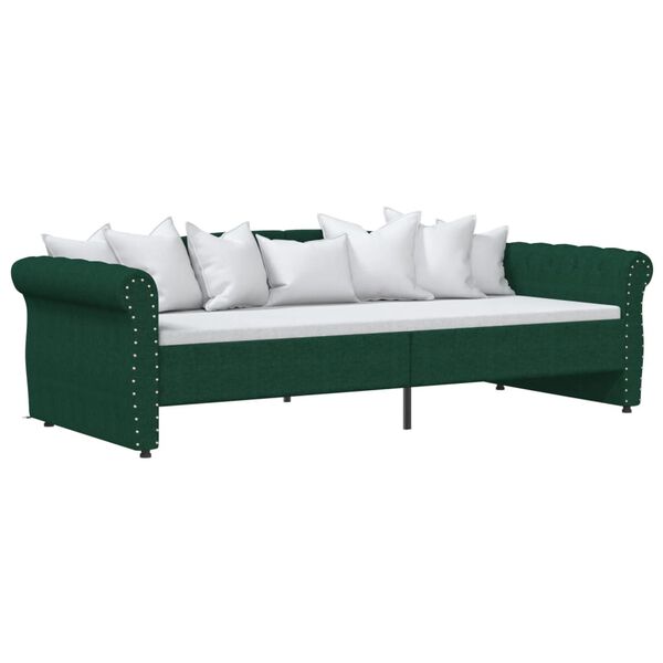 vidaXL Tagesbett USB Dunkelgr&uuml;n Stoff 90x200 cm