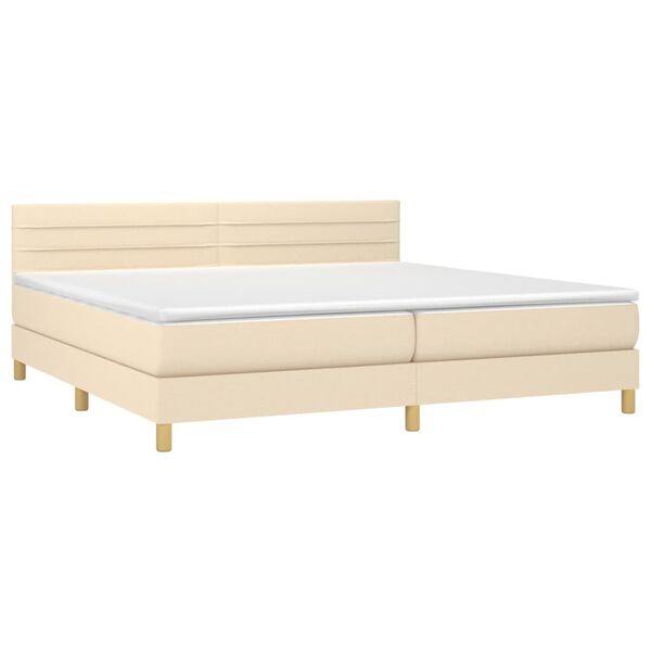 vidaXL Boxspringbett mit Matratze & LED Creme 200x200 cm Stoff