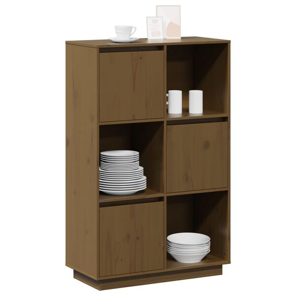 vidaXL Highboard Honigbraun 74x35x117 cm Massivholz Kiefer