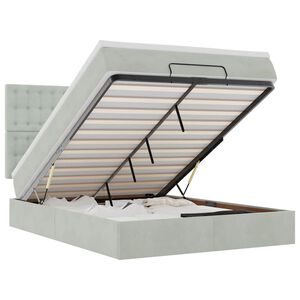 vidaXL Ottoman-Bett mit Matratzen Hellgrau 140x200 cm Samt