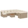 vidaXL 12-tlg. Garten-Sofagarnitur mit Kissen Beige Poly Rattan
