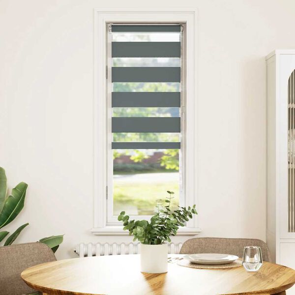 vidaXL Doppelrollo Dunkelgrau 40x150 cm Stoffbreite 35,9 cm Polyester