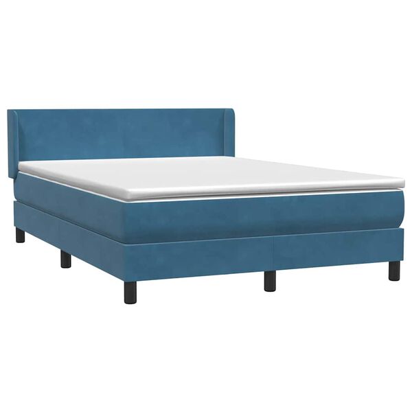 vidaXL Boxspringbett mit Matratze Dunkelblau 160x220 cm Samt