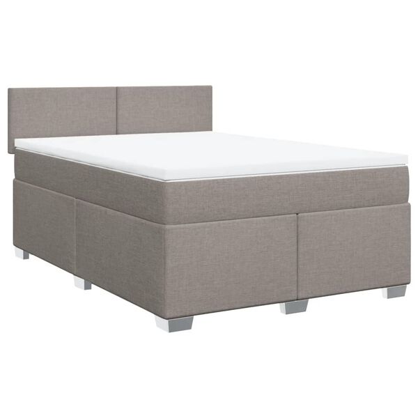 vidaXL Boxspringbett mit Matratze Taupe 160x200 cm Stoff