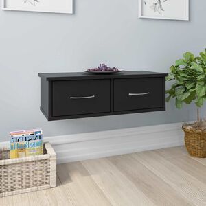 vidaXL Wand-Schubladenregal Schwarz 60x26x18,5 cm Holzwerkstoff