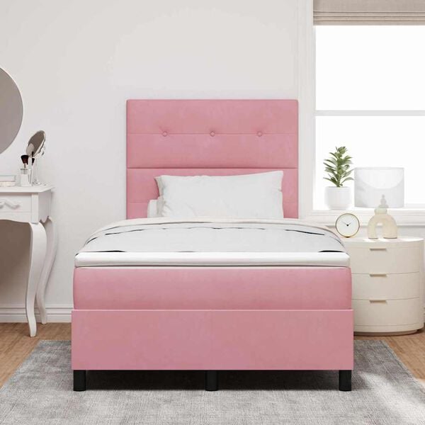 vidaXL Boxspringbett mit Matratze mit Kopfteil Rosa 120 x 190 cm Stoff