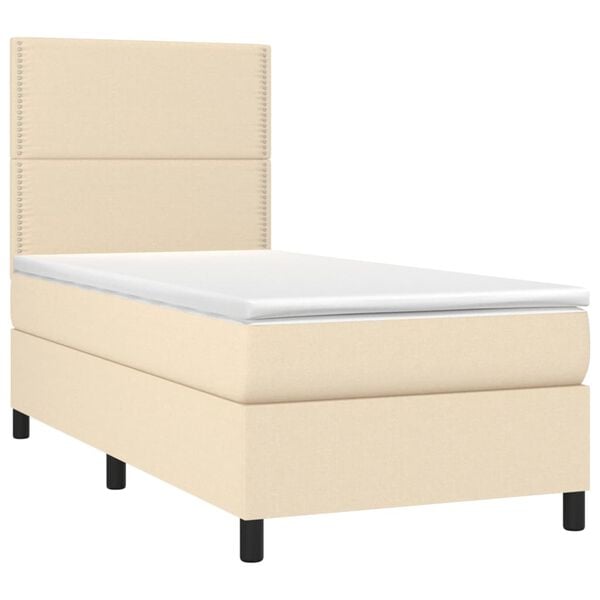 vidaXL Boxspringbett mit Matratze Creme 90x200 cm Stoff