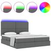 vidaXL Bett mit LED-Lichtleisten Dunkelgrau 200 x 200 cm Stoff