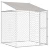 vidaXL Hundek&auml;fig mit Dach Silber 200 x 200 x 258 cm Stahl und PE
