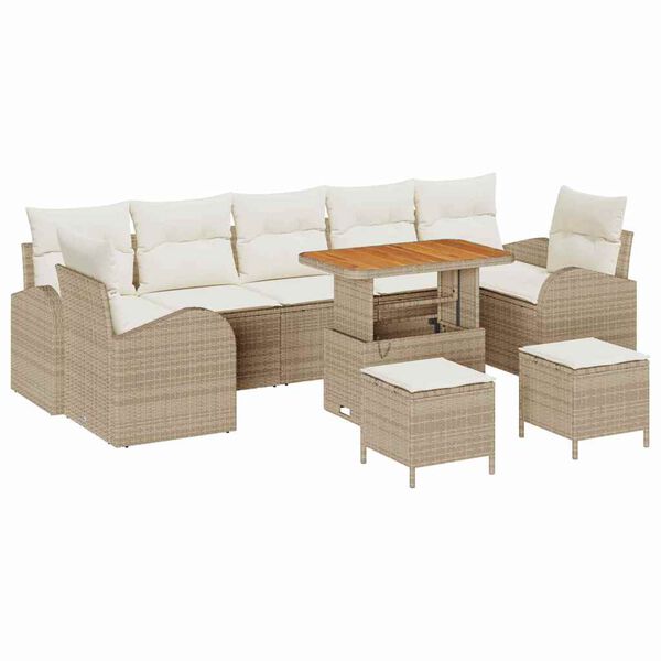 vidaXL Gartensofa-set mit Kissen 10 pcs Beige Poly-Rattan