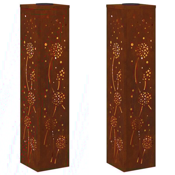 vidaXL Solar LED Weg Licht 2 pcs Rostig Wetterfeststahl