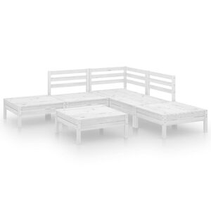 vidaXL 6-tlg. Garten-Lounge-Set Massivholz Kiefer Wei&szlig;