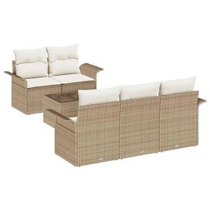 vidaXL Sofa Set mit Kissen 6 pcs Beige Poly-Rattan